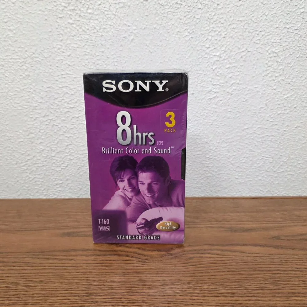Media - Sony VHS Blank T-160 Tapes - 3 Pack - New and Sealed